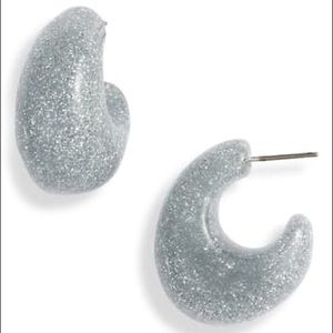 Kate Spade Silver Glitter Huggie Earrings